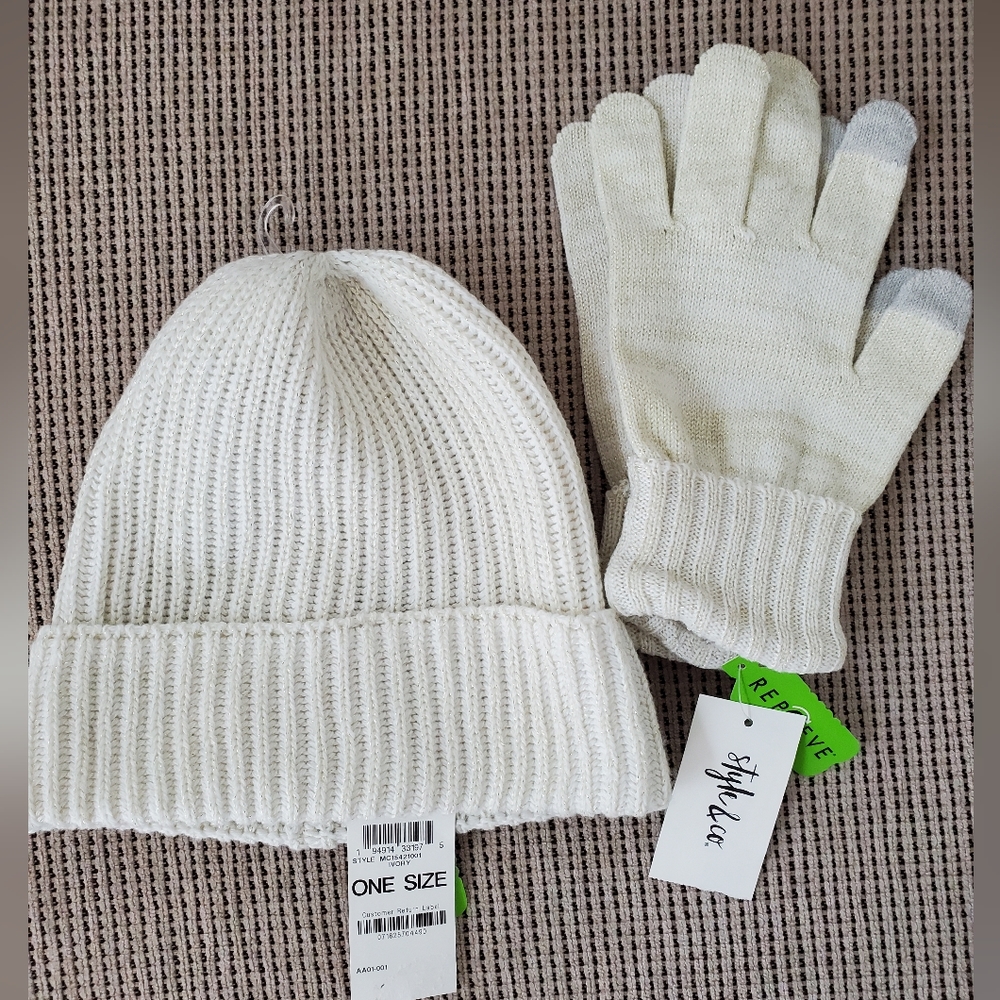 Style & Co beanie and tech gloves
